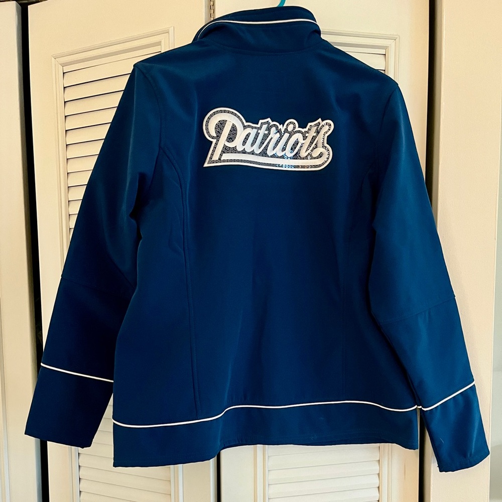 New England Patriots NFL football lined jacket with sequins bling, size M.